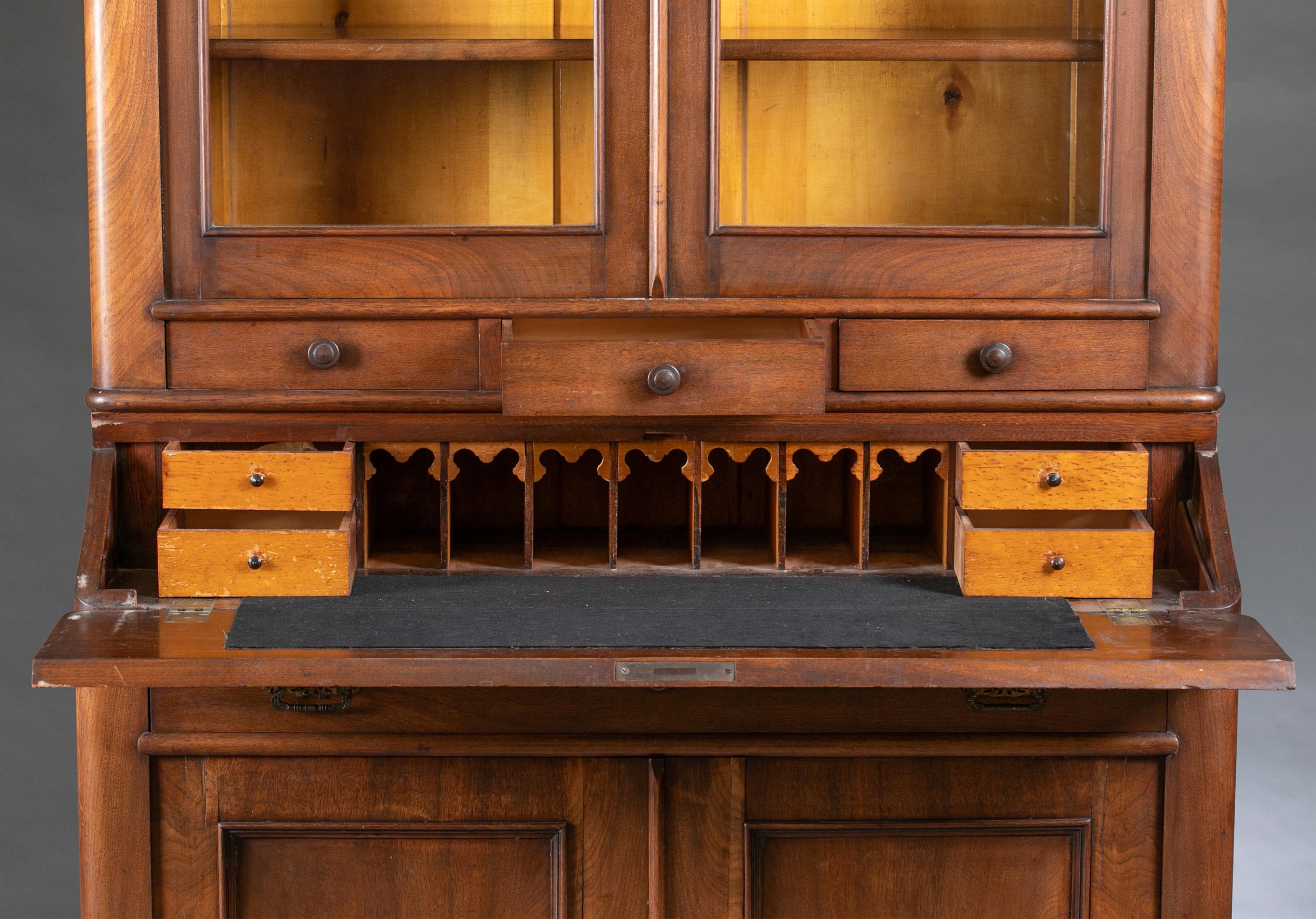 American walnut secretary bookcase, 19th c. - Image 8 of 10