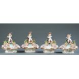 4 Meissen cherub and dolphin dishes