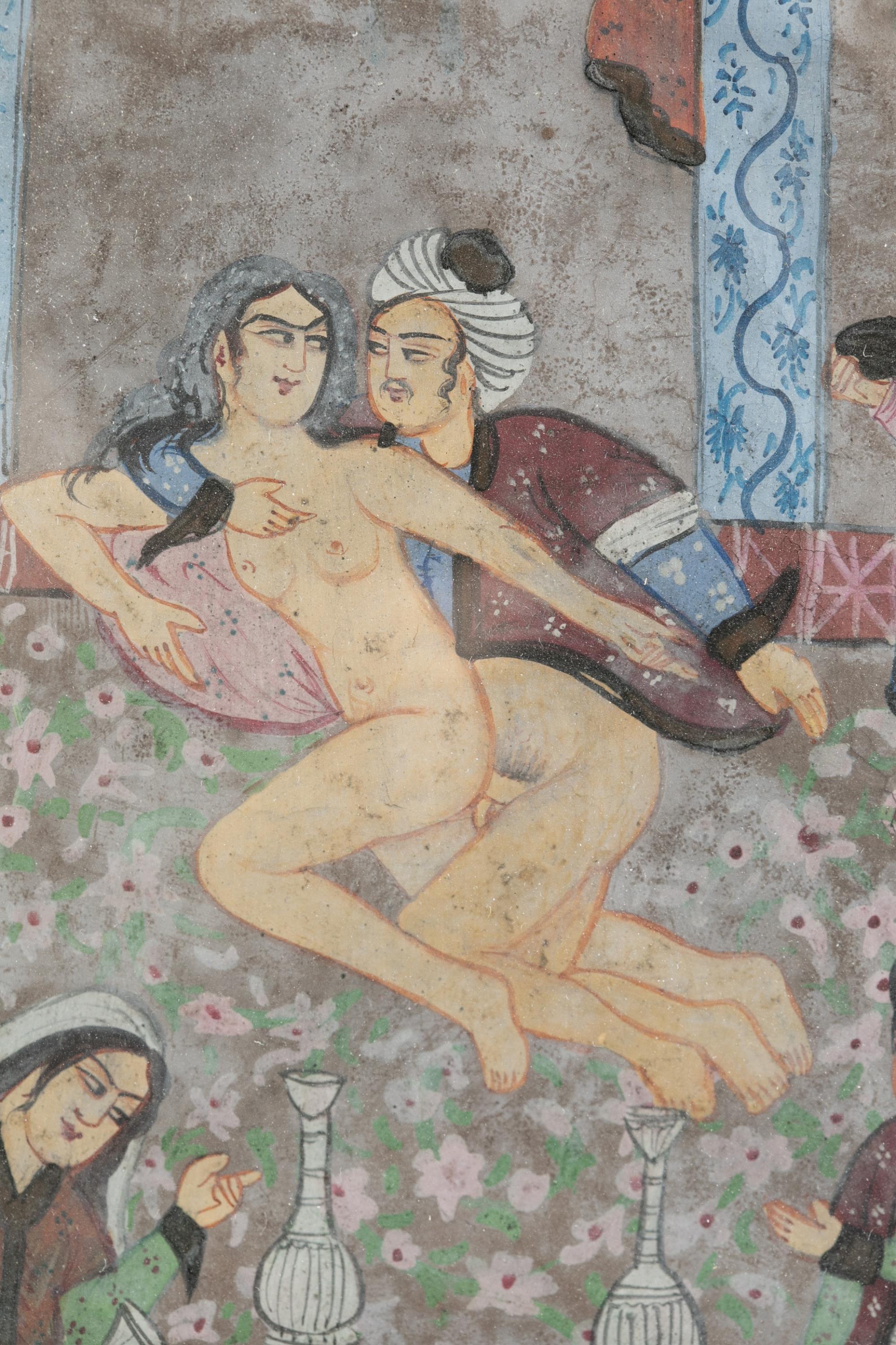2 Persian style erotic manuscript pages, 19th c. - Image 9 of 9