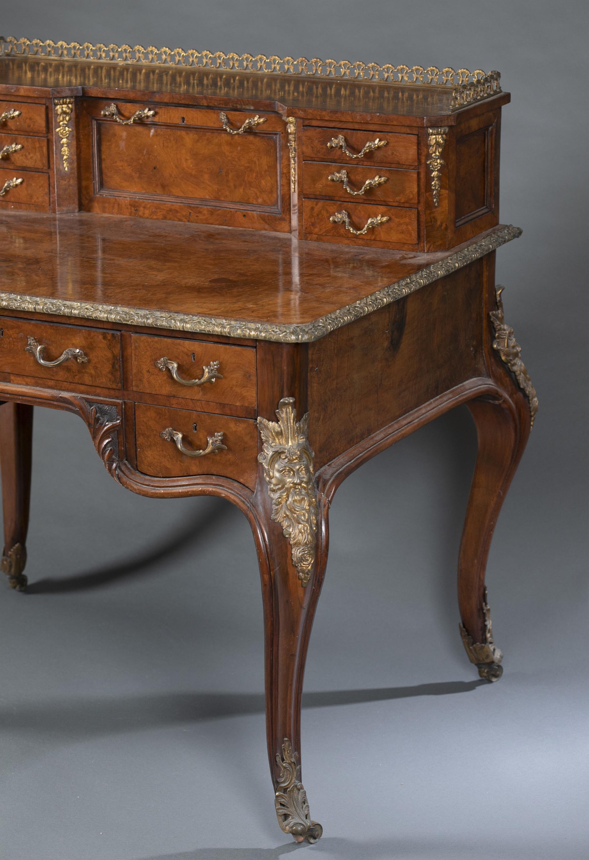 Louis XV style burlwood desk. - Image 3 of 7