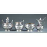 Neoclassical "Medallion" sterling coffee set of 4.