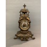 French bronze mantle clock, 19th c.