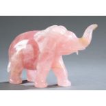 Carved rose quartz elephant