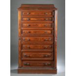 Victorian burl walnut veneered Wellington chest.