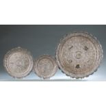 3 Indian silver reticulated footed trays.