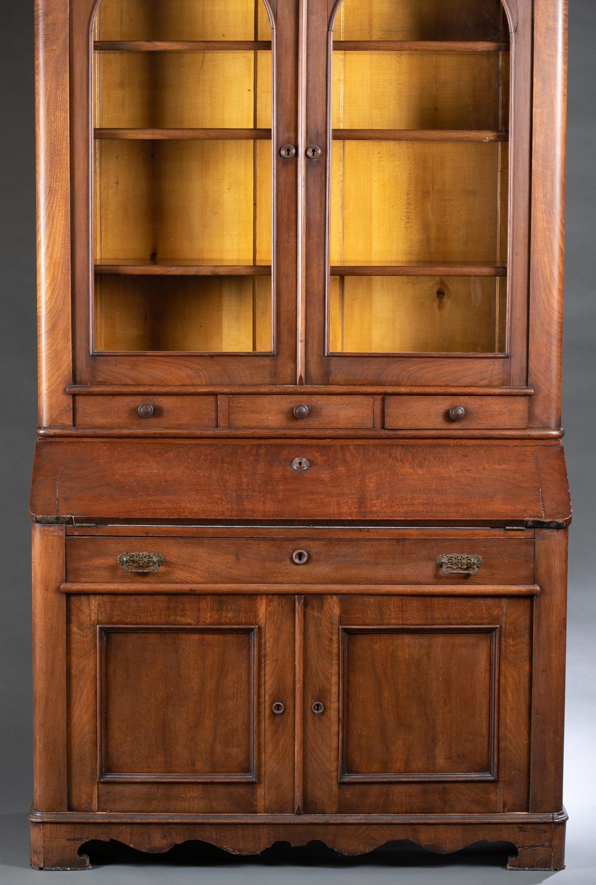 American walnut secretary bookcase, 19th c. - Image 2 of 10