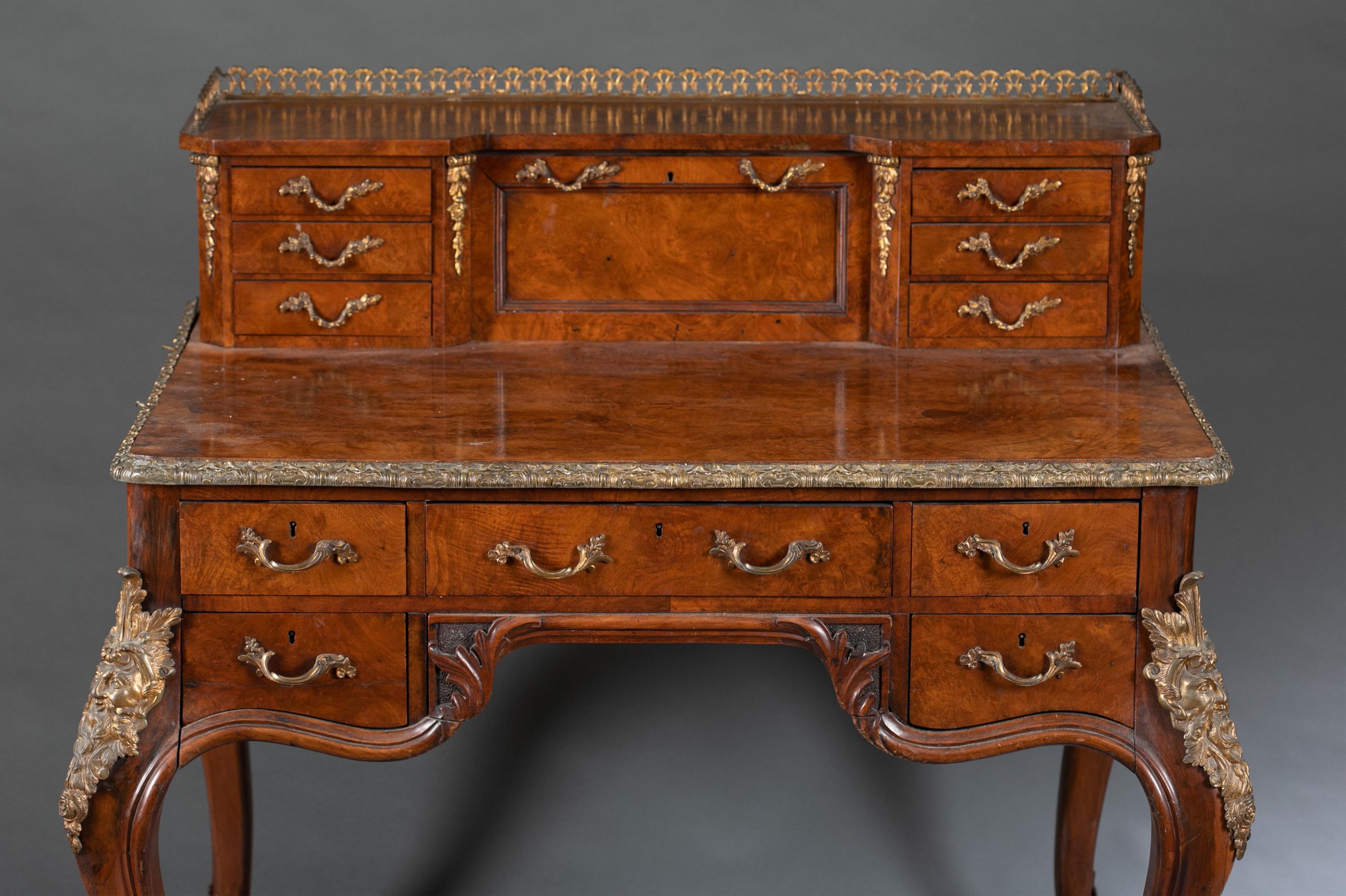 Louis XV style burlwood desk. - Image 2 of 7