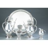 Durham Silver Co. "Blossom" sterling tea set.