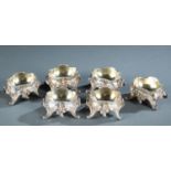 6 French Louis XV Boin-Taburet silver salt cellars