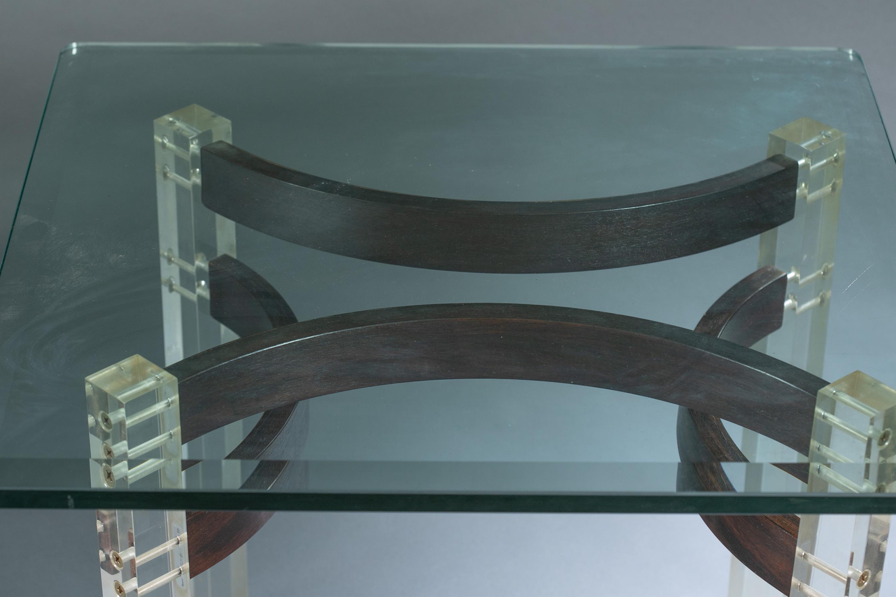 Pair of rosewood and Lucite coffee tables. - Image 4 of 7