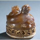 French agate box with two dogs