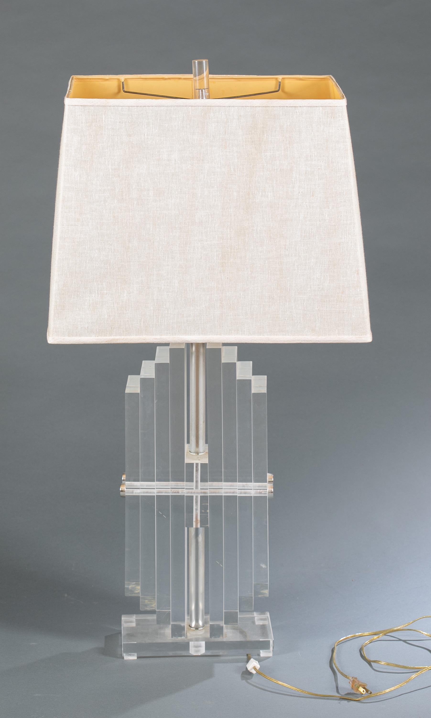 2 Hollywood Regency Bauer Lucite acrylic lamps. - Image 2 of 7