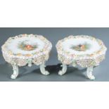 2 Meissen plateaus with sprigged flowers.