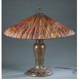 Tiffany Studio's style cast bronze lamp.