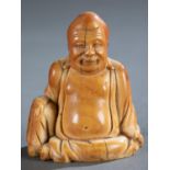 Ivory okimono of sitting Buddha Maitreya
