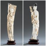 2 ivory okimono of Chinese women, 19th c.