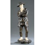 Ivory and bronze figure of a smoking man