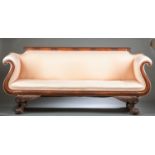 American Classical mahogany scroll arm sofa.