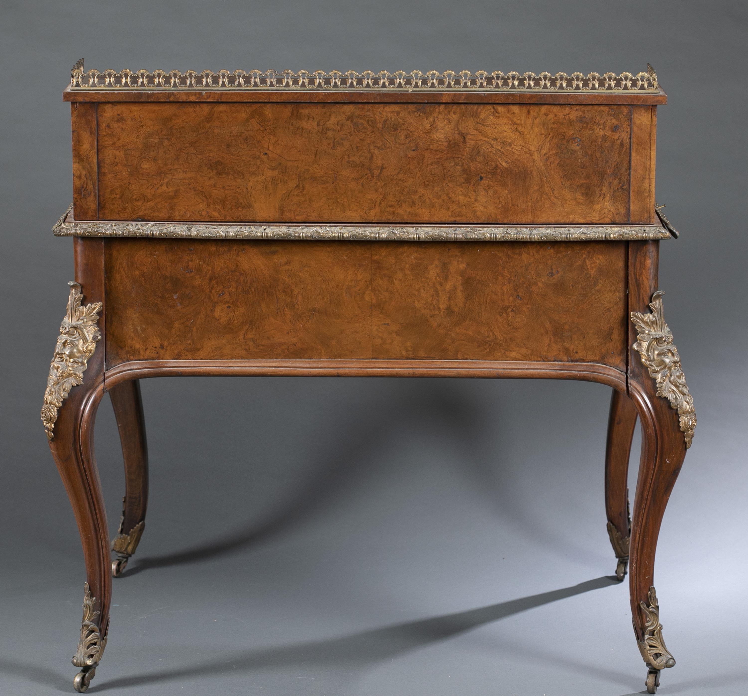 Louis XV style burlwood desk. - Image 7 of 7