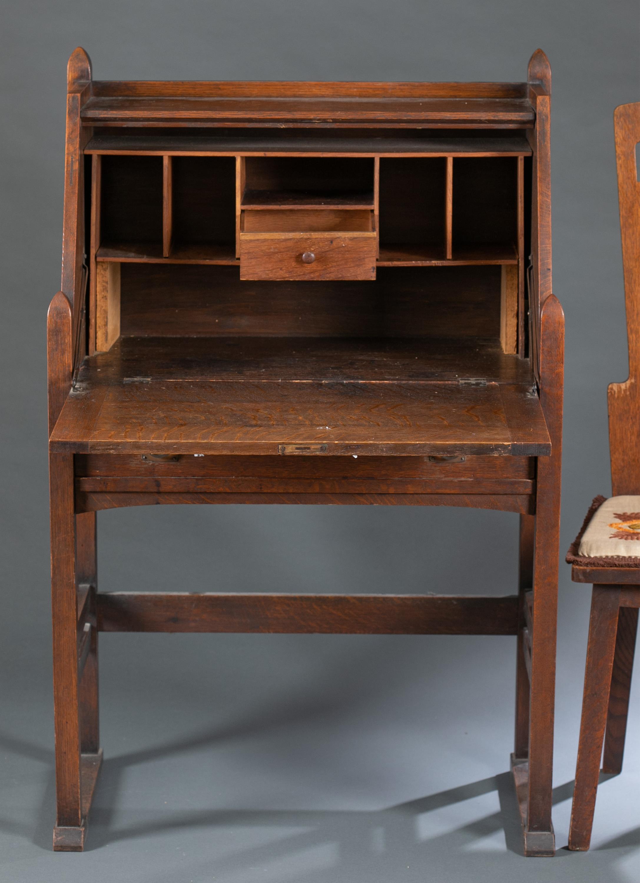 American Arts & Crafts Stickley Bros desk & chair - Image 4 of 8