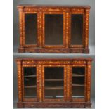 Pair of Dutch marquetry three door bookcases.