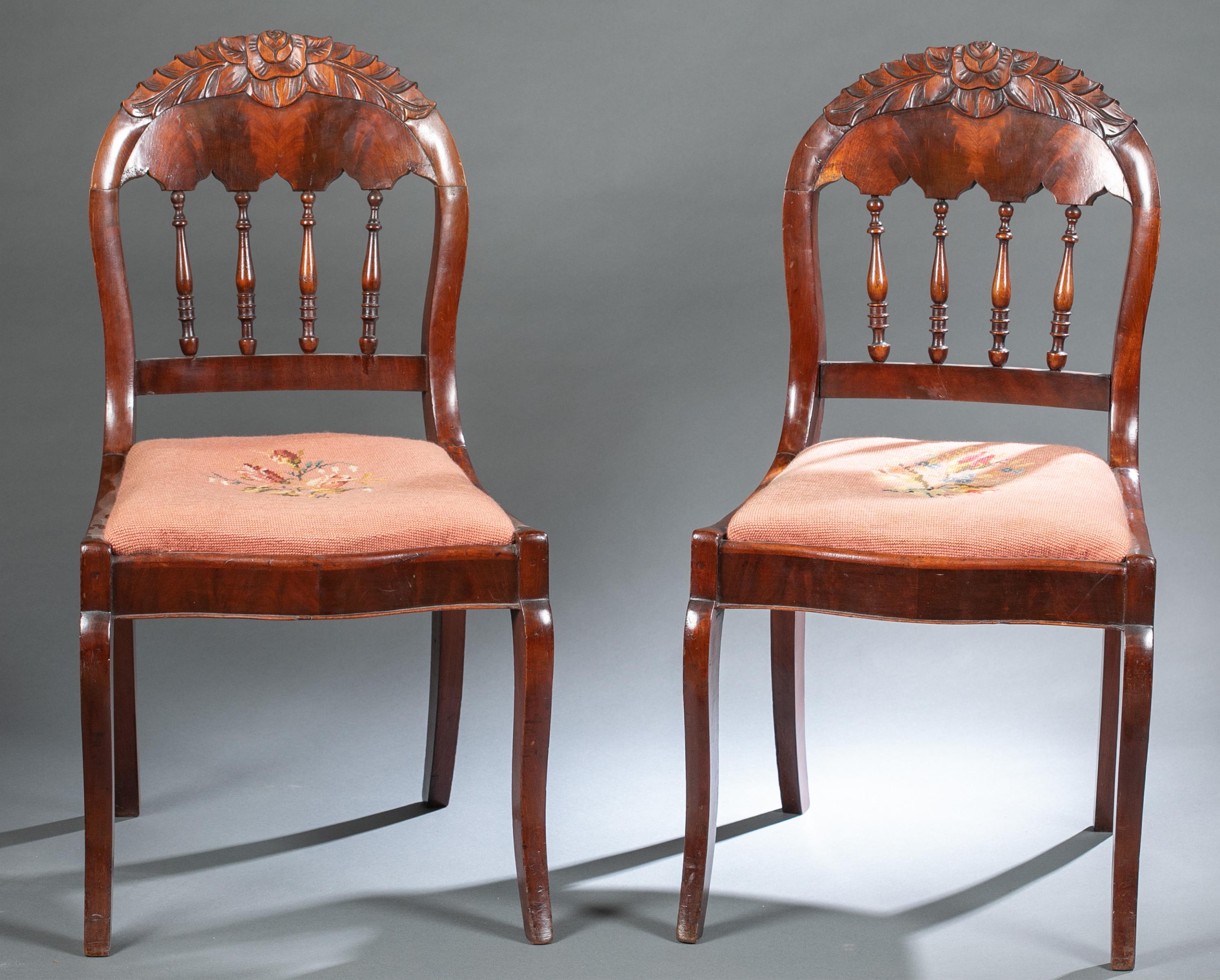 Pair of Gothic Revival sidechairs, c. 1850-70.