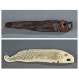 2 Carved netsuke of fish, 18th/ 19th c.