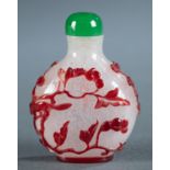 Peking glass overlay snuff bottle, 19th c.