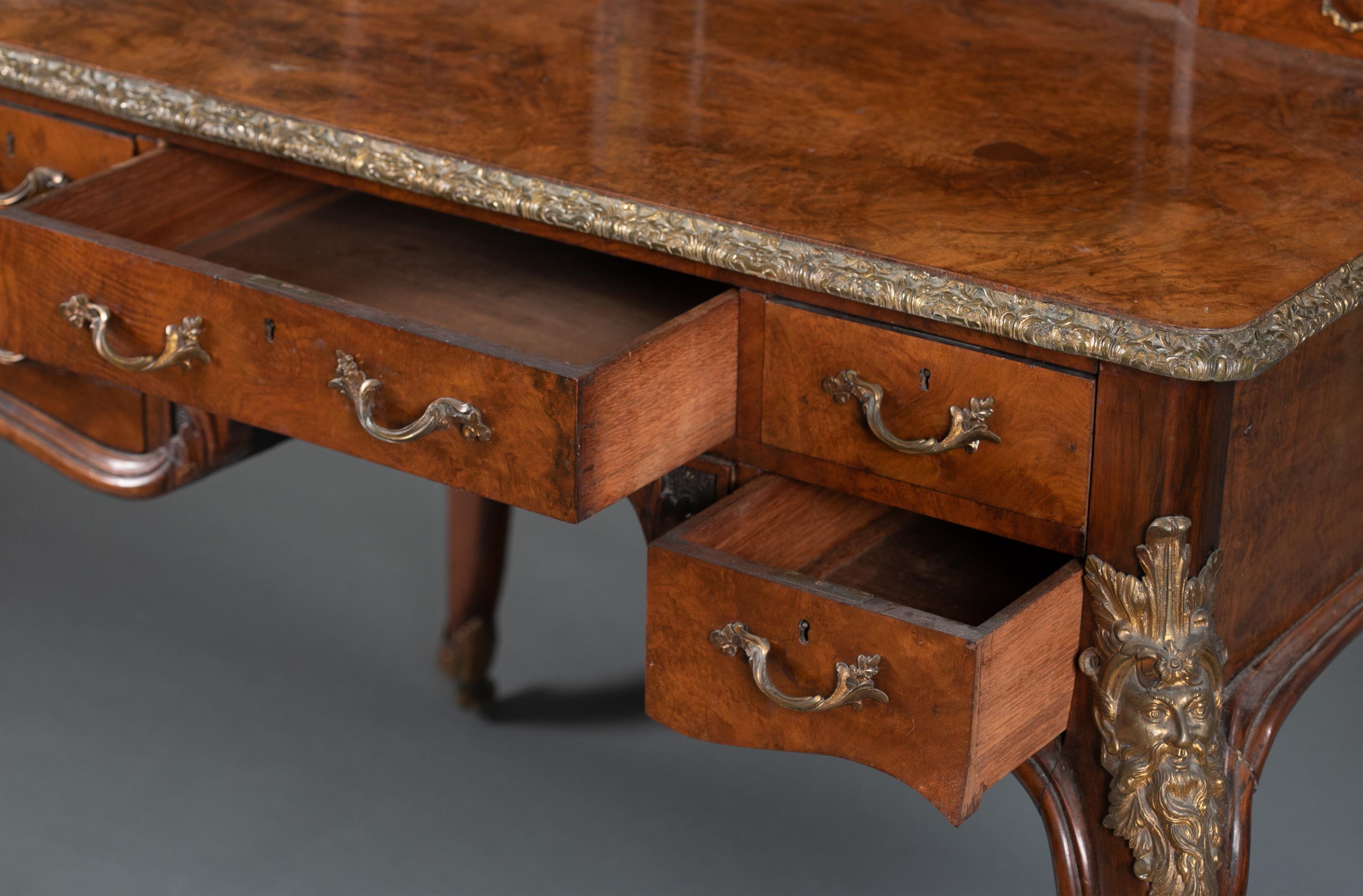 Louis XV style burlwood desk. - Image 5 of 7