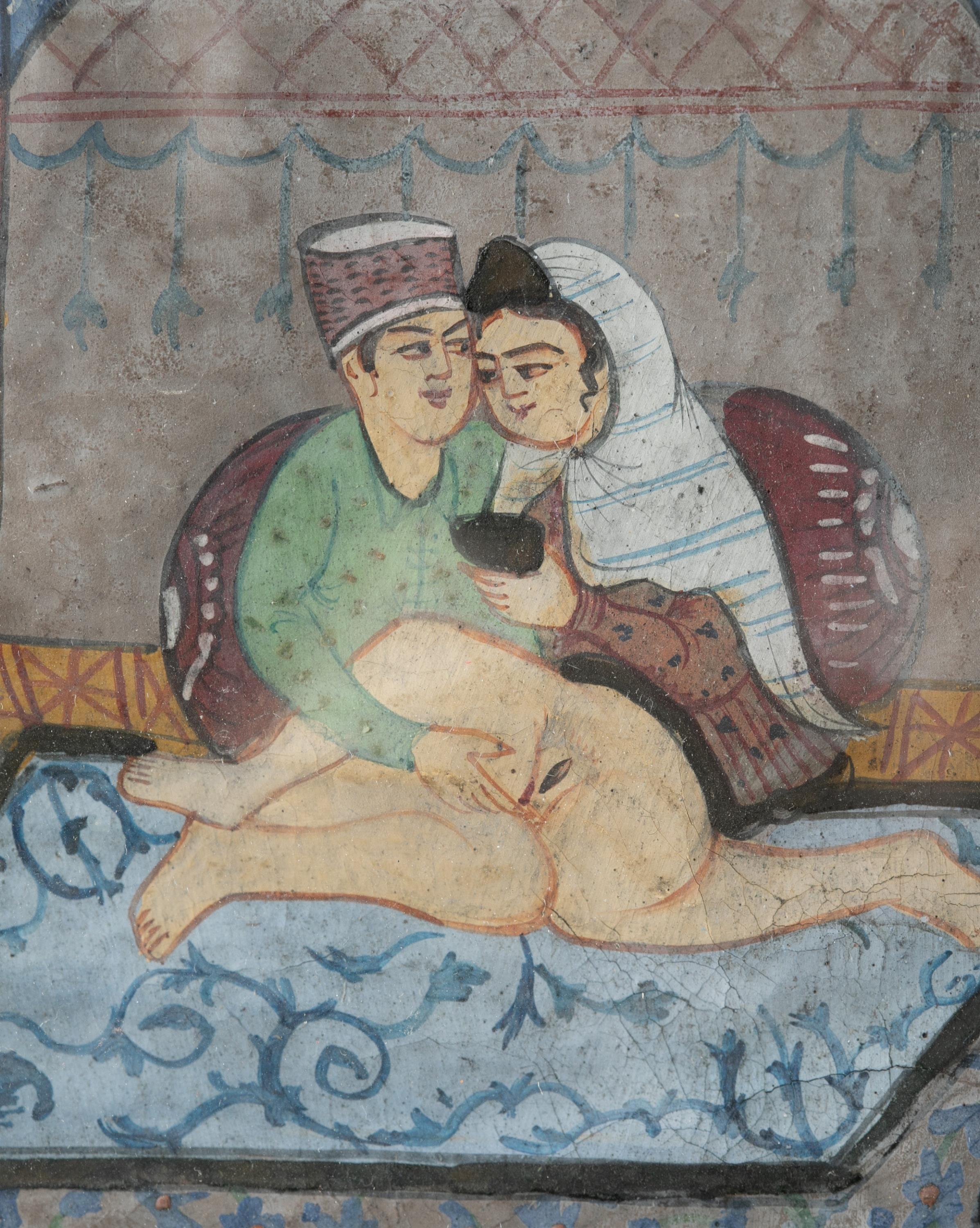 2 Persian style erotic manuscript pages, 19th c. - Image 3 of 9