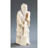 2 Ivory Okimono of elderly figures.