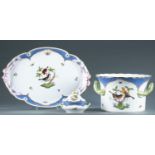 3 Herend "Rothschild Bird" tableware pieces.