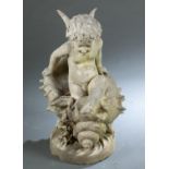 Marble cherub statue