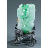 Carved jade pen holder, 20th c.