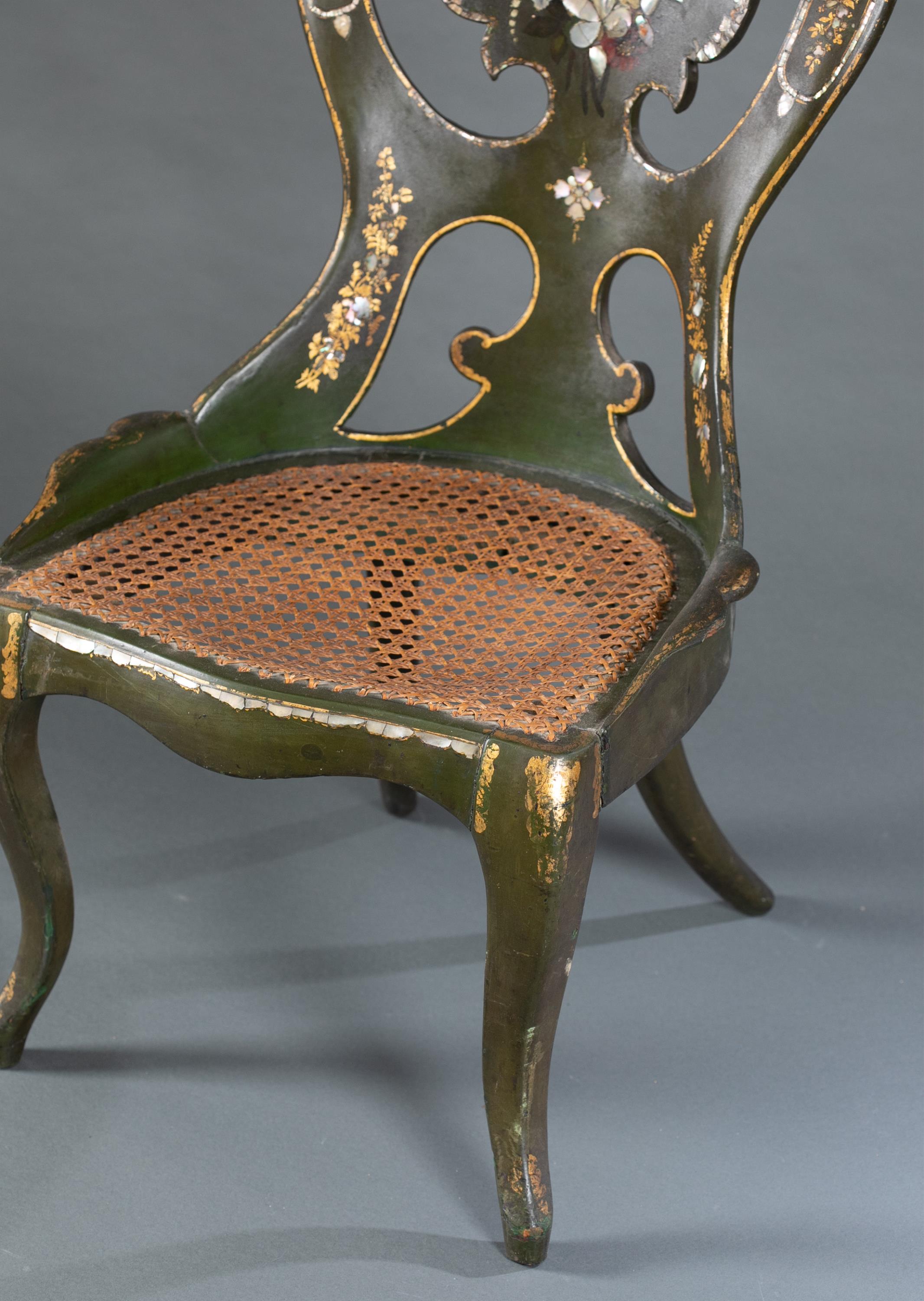 English paper mache chair, 19th c. - Image 3 of 5