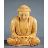 Ivory okimono of a sitting Buddha