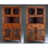 Pair of Chinese multi-shelf display cabinets.