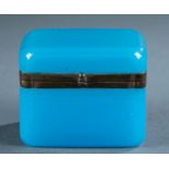 French blue opaline glass dresser box.