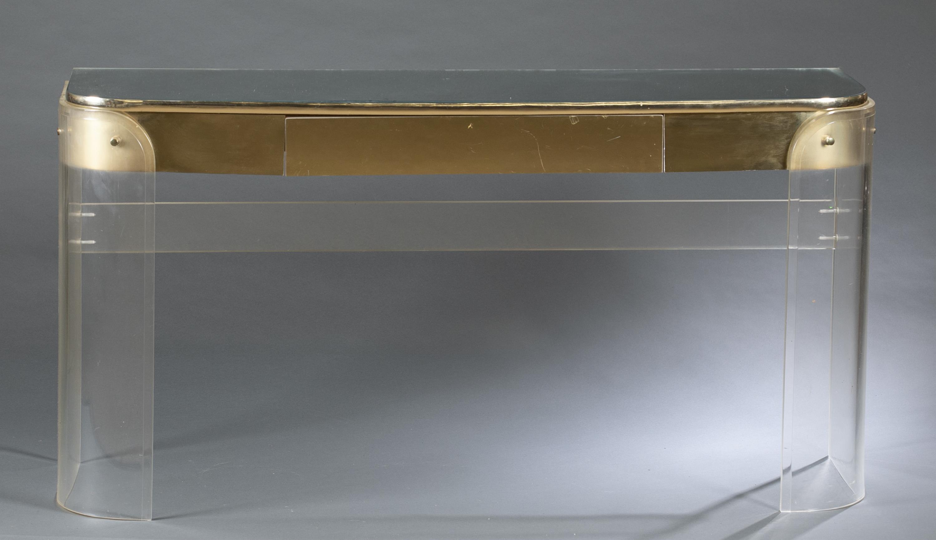 Hollywood Regency Lucite console table.