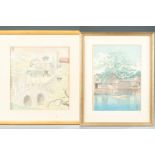 2 Japanese woodblock prints.