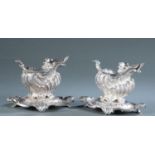 Pair of French silver Maison Odiot sauce boats.