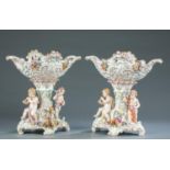 Pair of Meissen porcelain centerpieces.