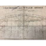 An 1875 architects drawing of Wylam Bridge for the Scotswood, Newburn & Wylam Railway, the hand-