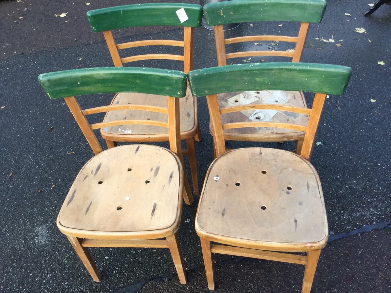 A set of four beech kitchen chairs with rounded backs & seats on square tapering legs. (4) - Image 3 of 3