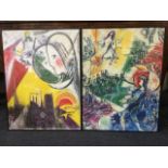 A Chagall print - Le Dimanche, with entwined lovers over Notre Dame and the Eiffel Tower; and