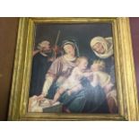 H McReavy, oil on board, after an Italian old master, signed & dated 1956, in moulded gilt frame. (