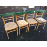A set of four beech kitchen chairs with rounded backs & seats on square tapering legs. (4)