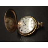 A gold plated hunter pocket watch by Thomas Russell & Sons of Liverpool, the Swiss movement with