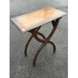 A late a Victorian hardwood side table, the rectangular moulded top with leaf carved border,