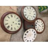 A Victorian mahogany clock case with brass bezel having dial by W Routledge of Brampton; two other